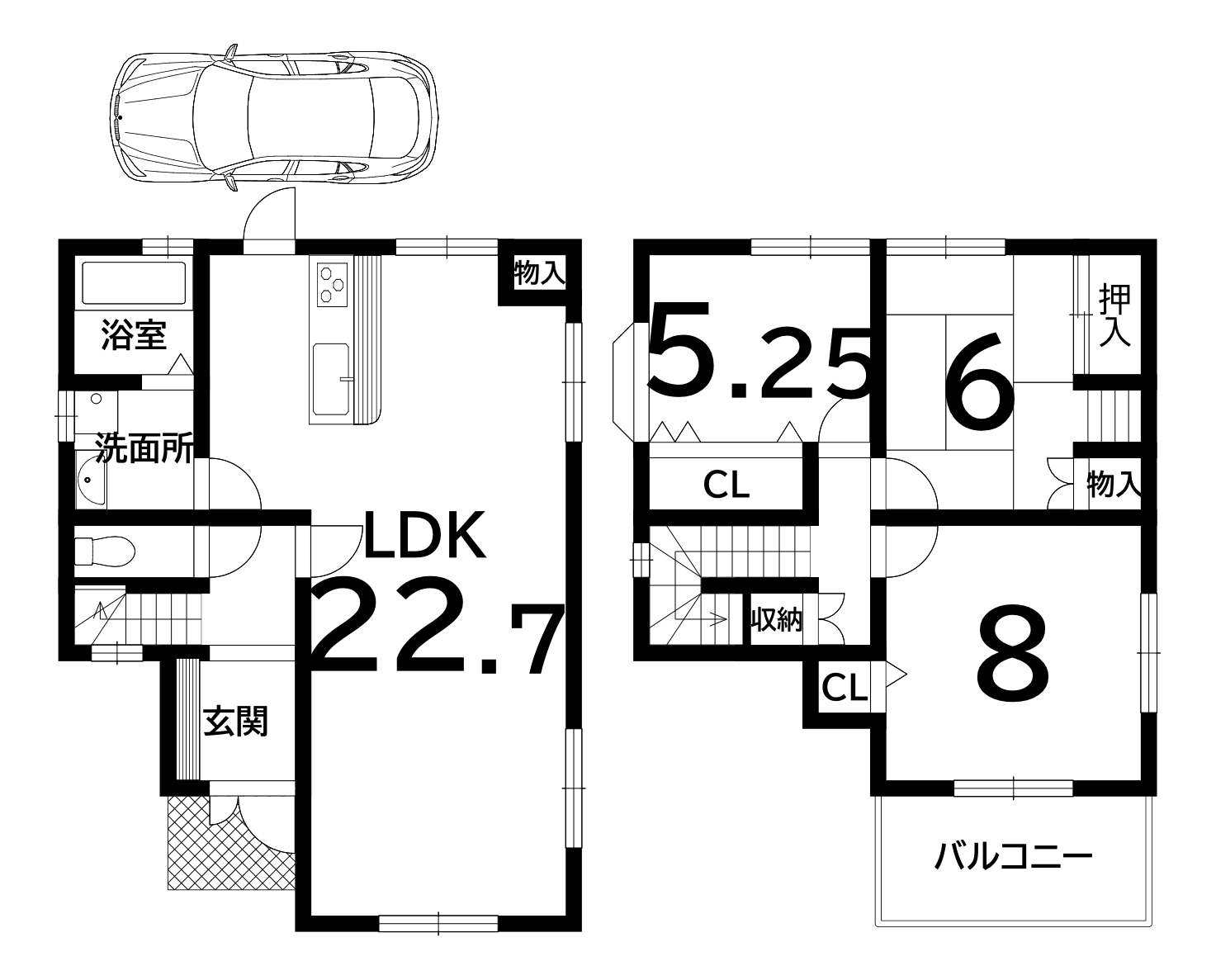 堺市堺区松屋町1丁の中古戸建（3ＬＤＫ）の間取り図
