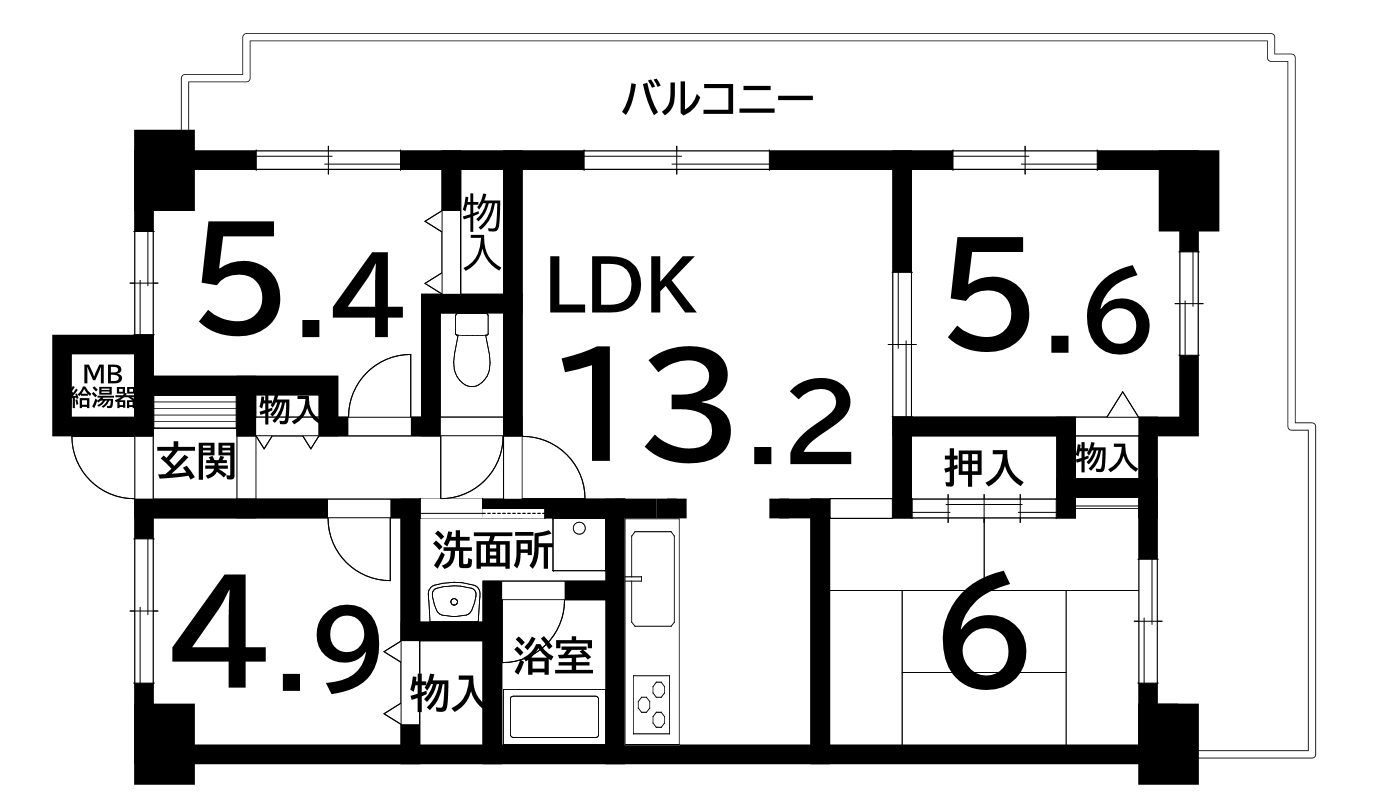 エクセランス堺東（4ＬＤＫ）の間取り図