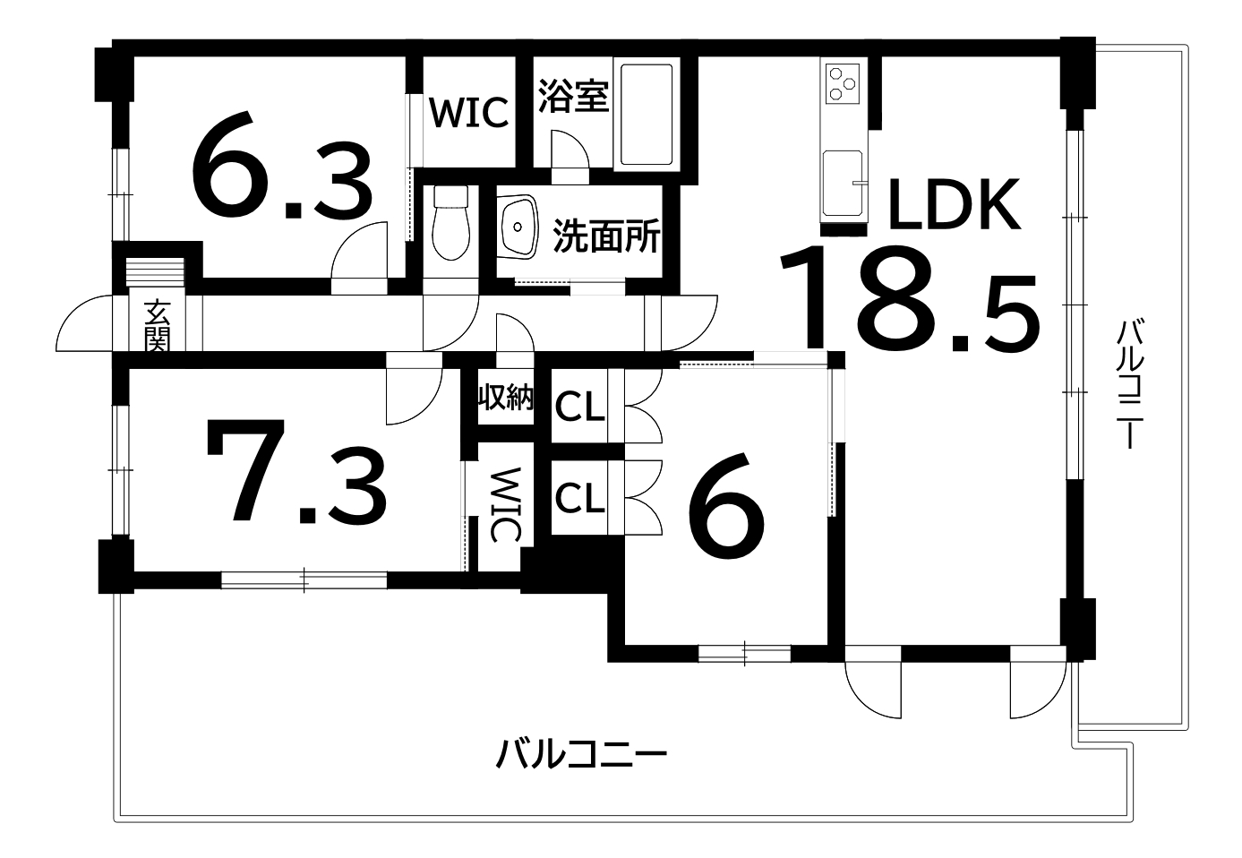プラネスーペリア泉北原山公園（3LDK）の間取り図