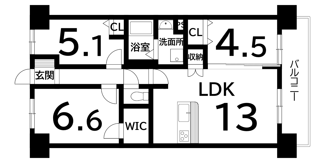 リビオ堺ステーションシティ（2ＬＤＫ）の間取り図