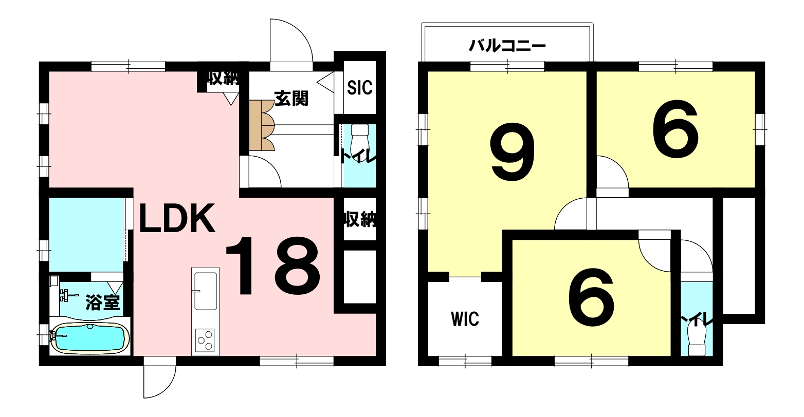 堺市南区逆瀬川の中古戸建（3ＬＤＫ）の間取り図