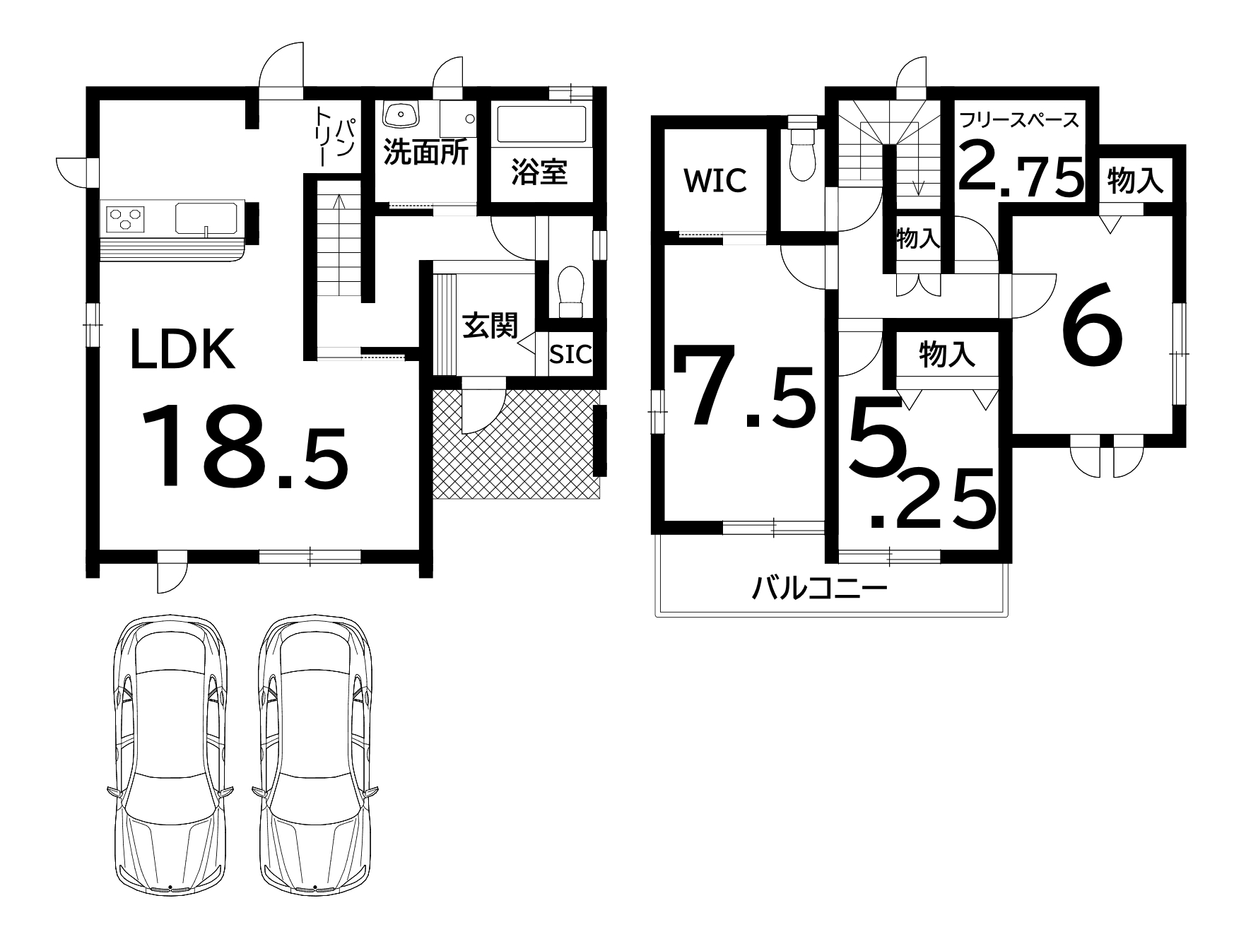 堺市中区深井中町の新築戸建（3LDK+フリースペース）の間取り図