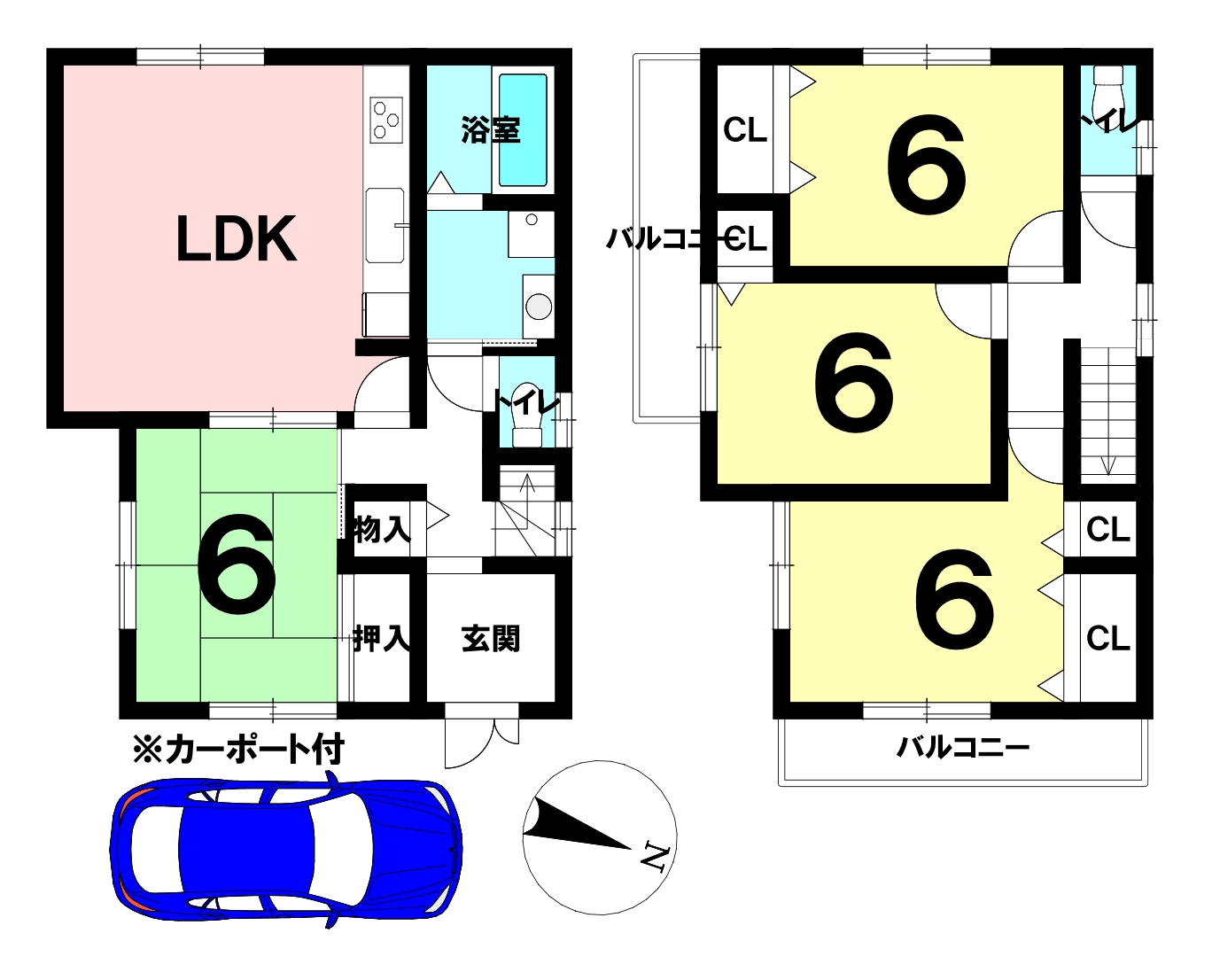 堺市北区金岡町の中古戸建（4ＬＤＫ）の間取り図