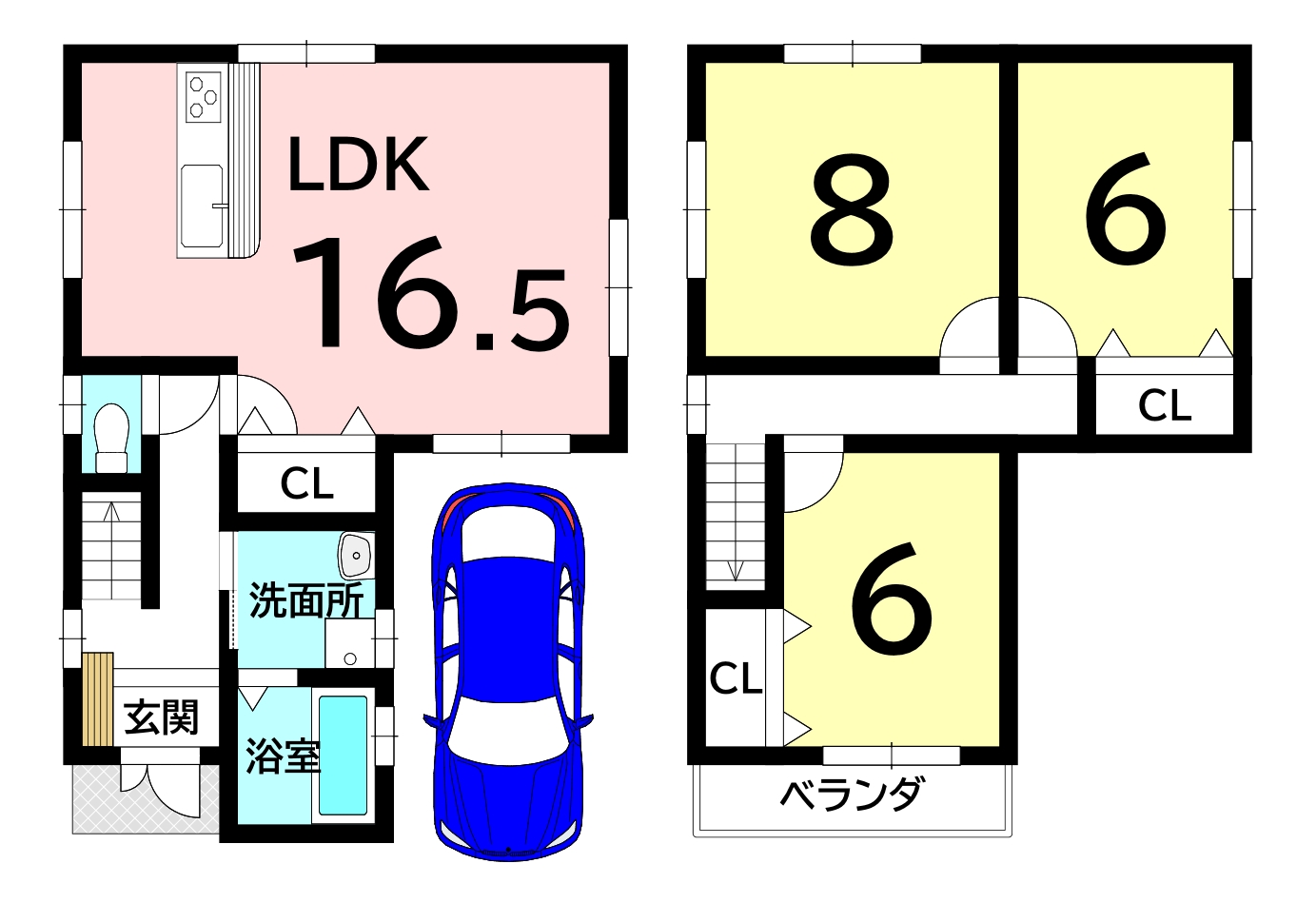堺市堺区東湊町3丁の中古戸建（3ＬＤＫ）の間取り図