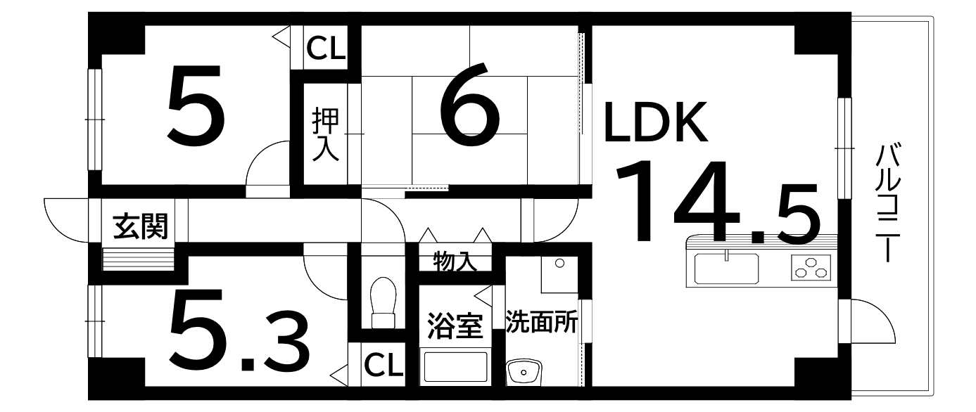 ベルク泉北高倉台（3LDK）の間取り図