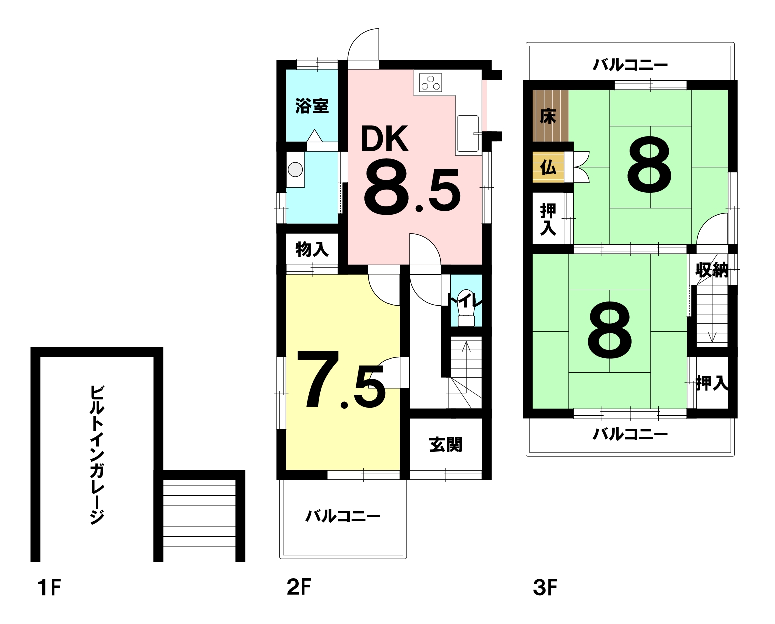 堺市中区深阪2丁の中古戸建（3ＤＫ）の間取り図