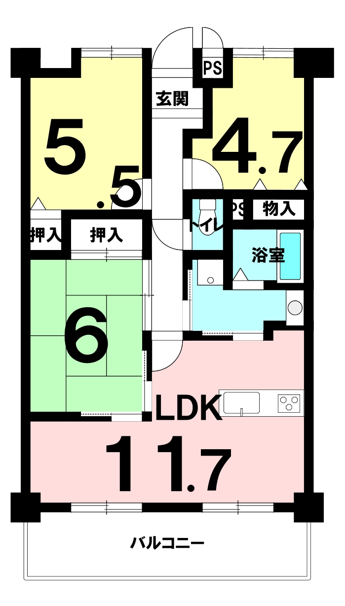 シャルマンフジ泉北深井（2ＳＬＫ）の間取り図