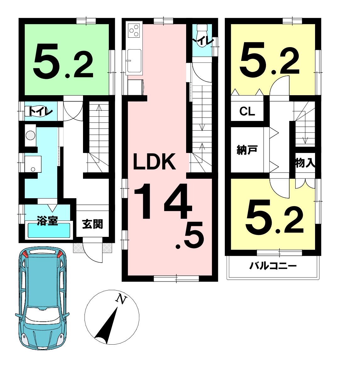 堺市西区鳳南町5丁の中古戸建（3ＳＬＤＫ）の間取り図