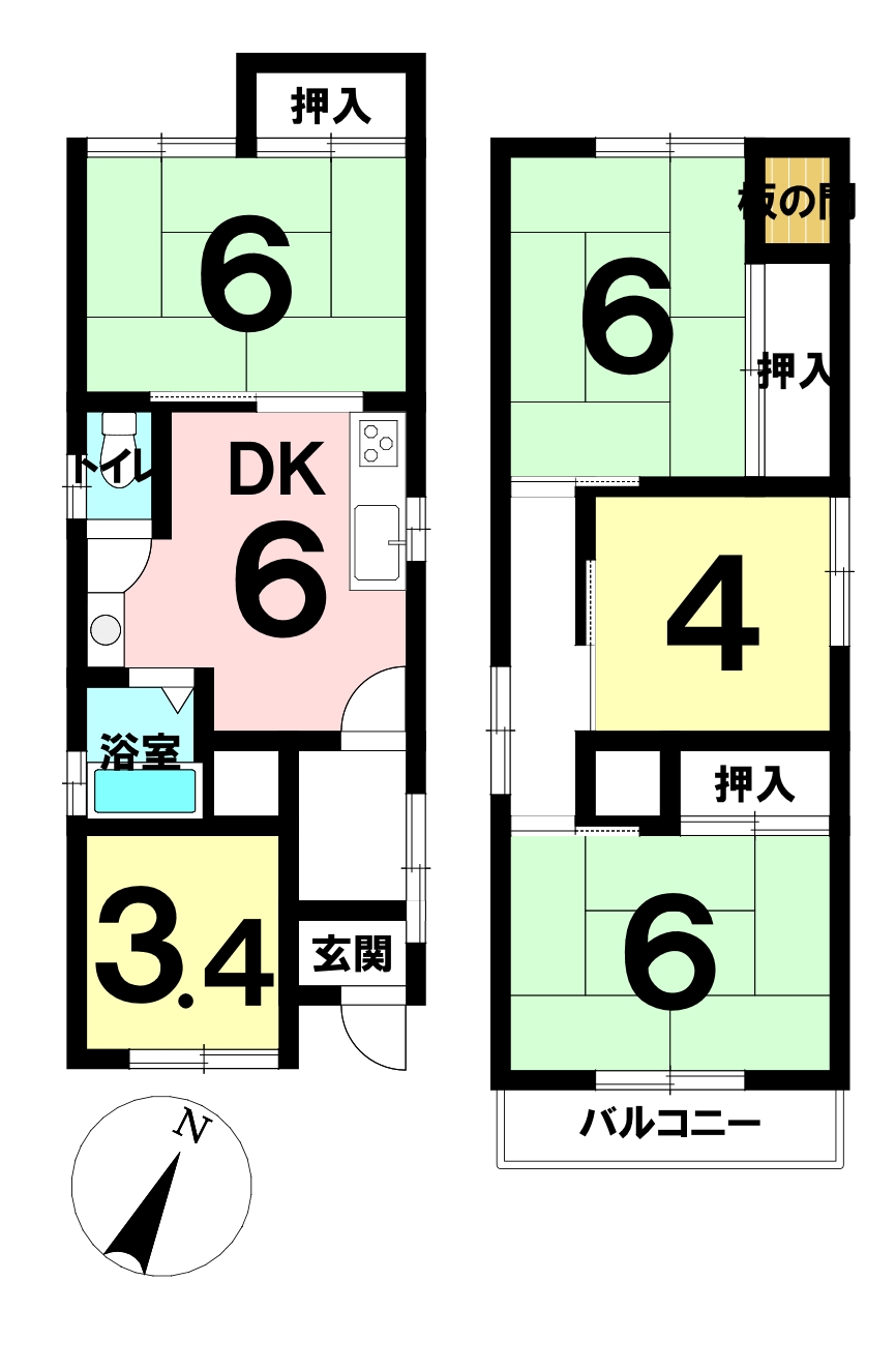 堺市中区福田の中古戸建（5DK）の間取り図