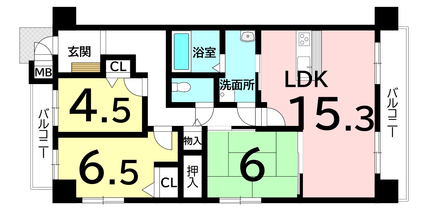 ソワール新檜尾台四号棟（3ＬＤＫ）の間取り図