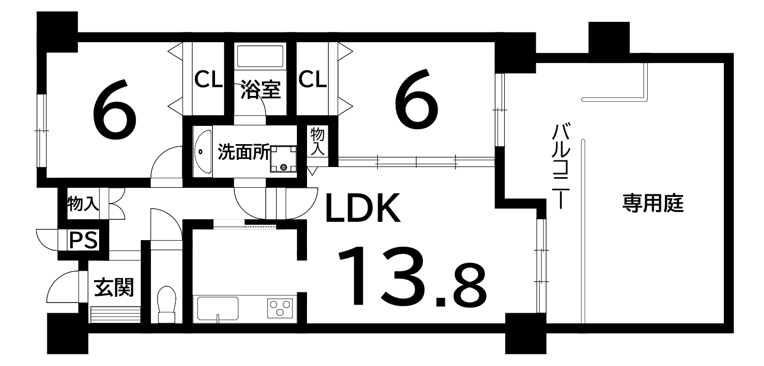 高師浜パーク・ホームズ（2LDK）の間取り図