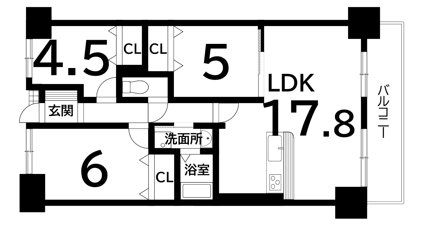ユニライフ堺・宿院（3LDK）の間取り図