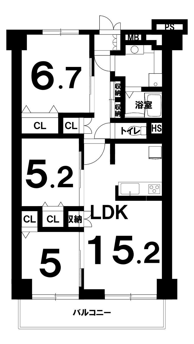 シャルム堺（3LDK）の間取り図