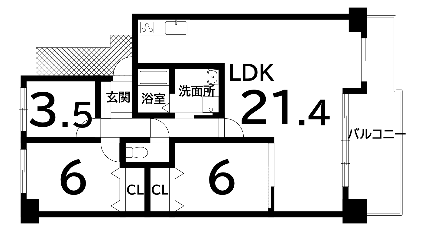 メゾンドール堺（3LDK）の間取り図