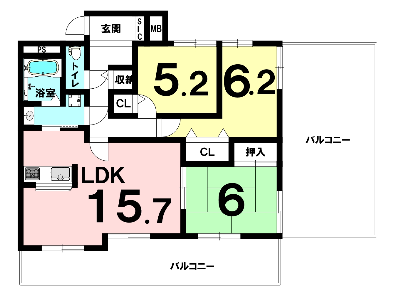 ソワール新檜尾台6号棟（3LDK）の間取り図