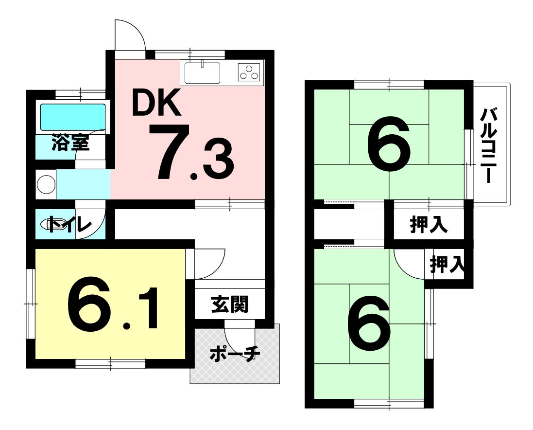 堺市中区深井中町の中古戸建（3DK）の間取り図